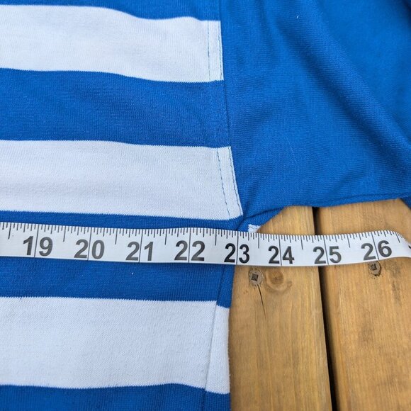 Vintage Lady Foot Locker Blue & White Striped Polo Shirt XL - Picture 5 of 7